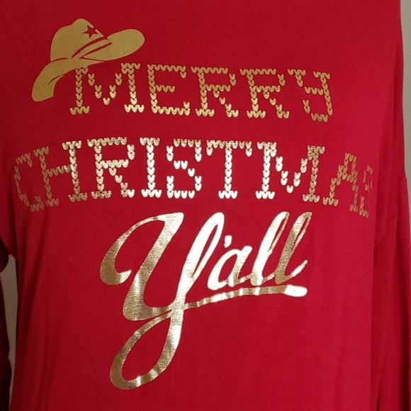Filly Flair Merry Christmas Y'all Long Sleeve Tee Shirt Size Large - Picture 2 of 8